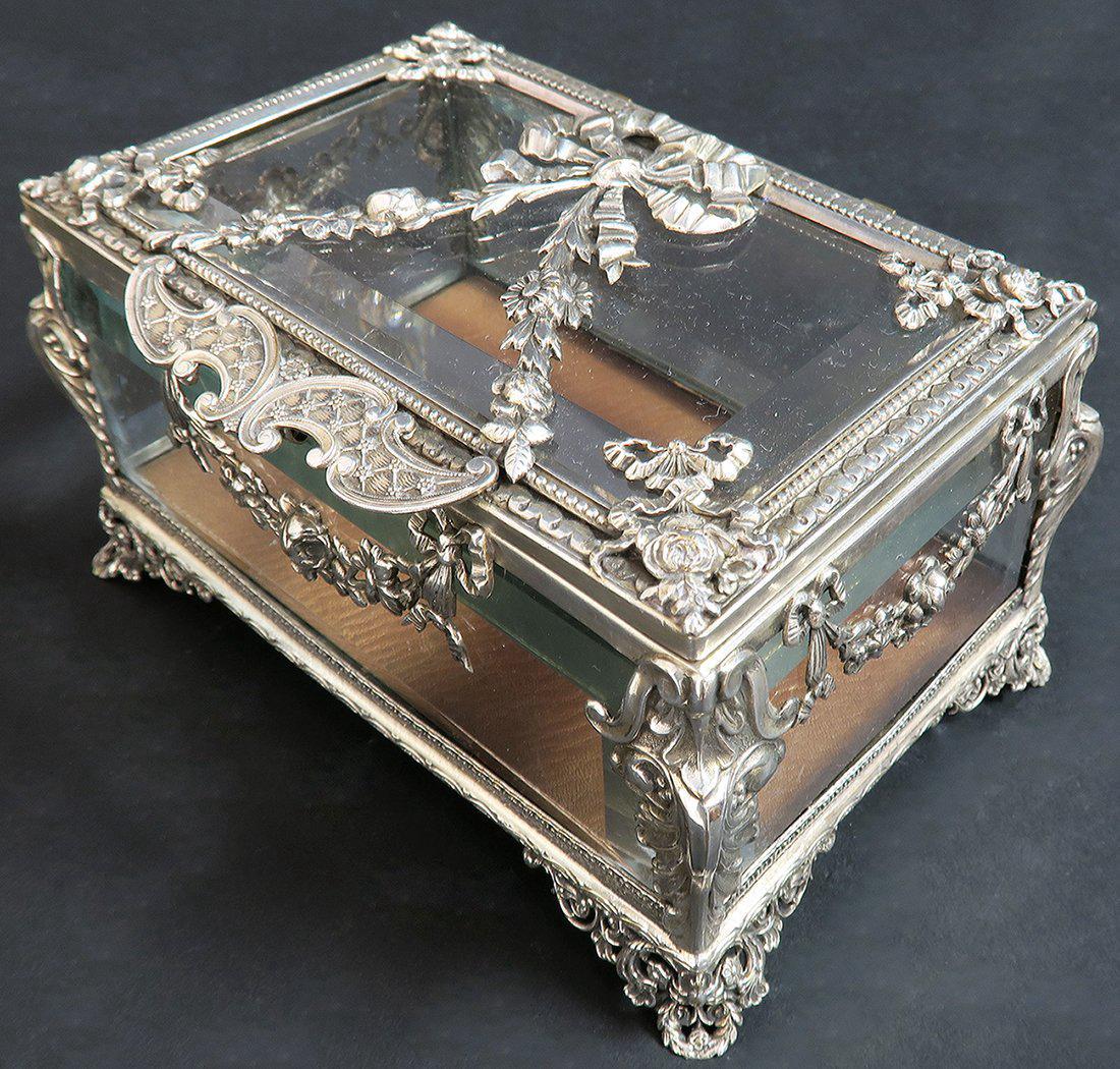 19th C. Sterling Silver & Crystal Jewelry Box (1 of 3)