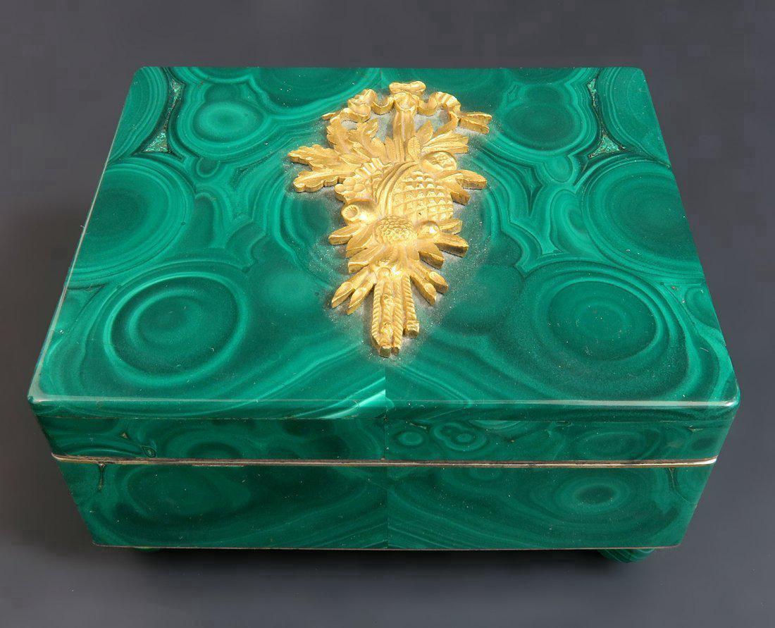 19th C. Bronze Mounted Russian Malachite Jewelry Box (1 of 5)