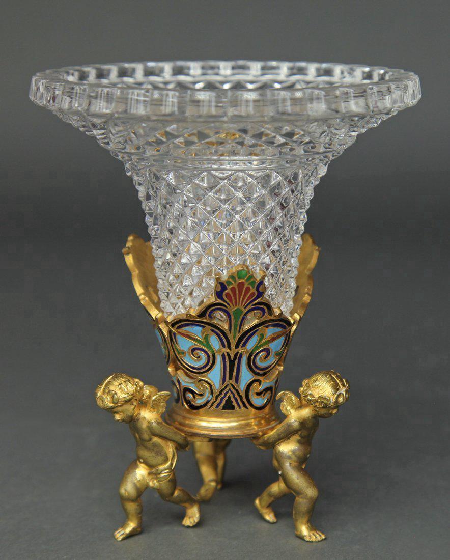 19th C. French Bronze & Champleve Enamel Figural Vase (1 of 3)