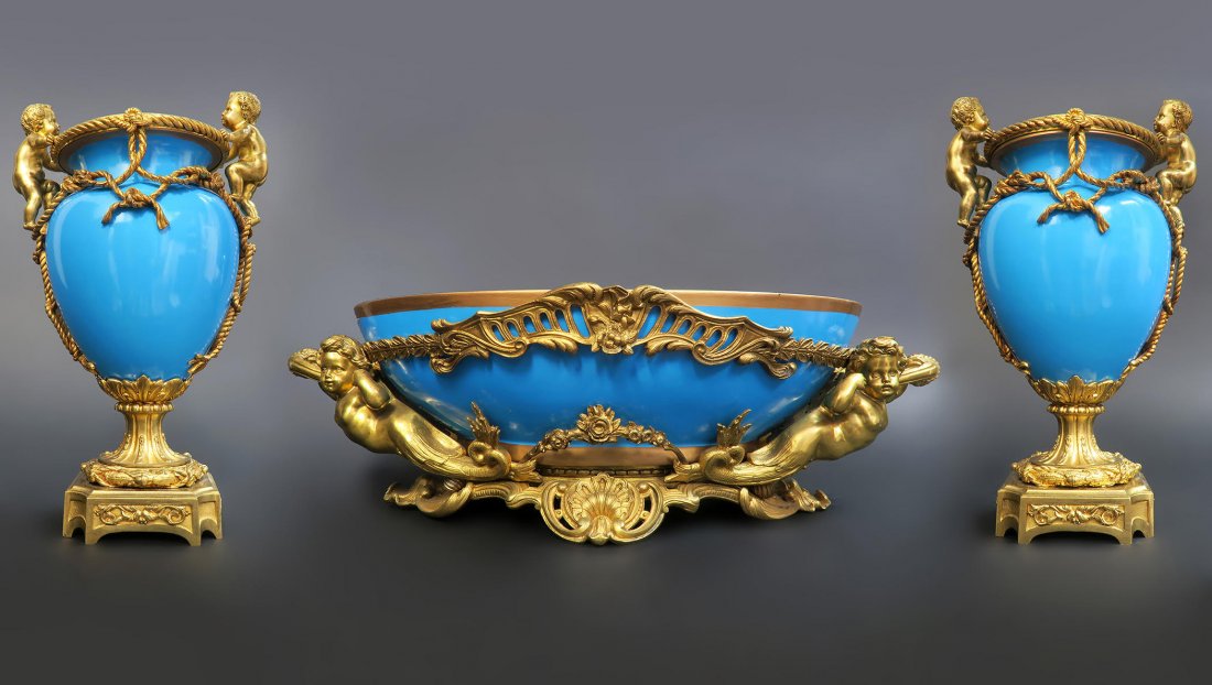 Monumental Sevres & Figural Bronze Garniture Set (1 of 6)