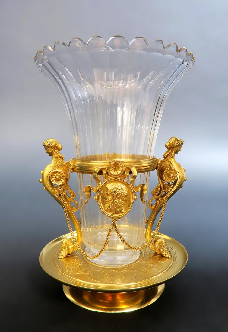 19th C. Figural Bronze & Baccarat Crystal Vase (1 of 6)