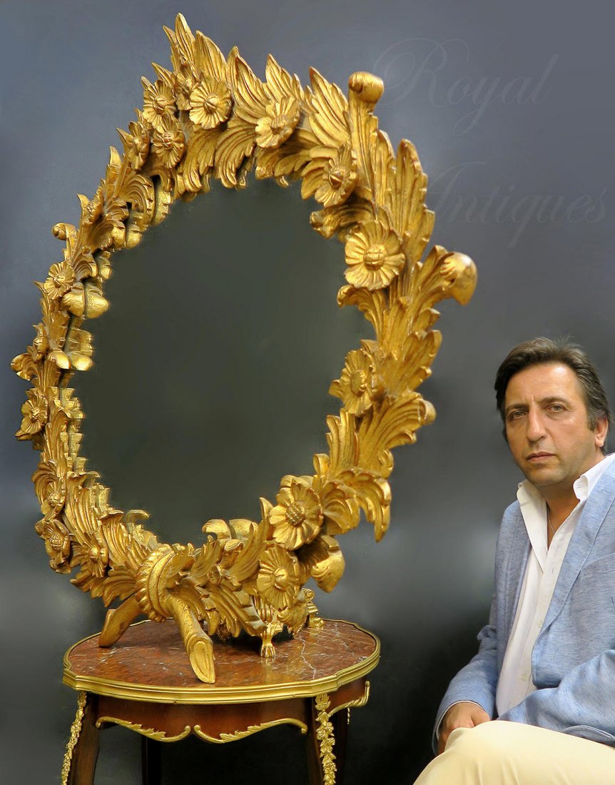 Large 19th C. Wood Carved Wall Mirror (1 of 7)
