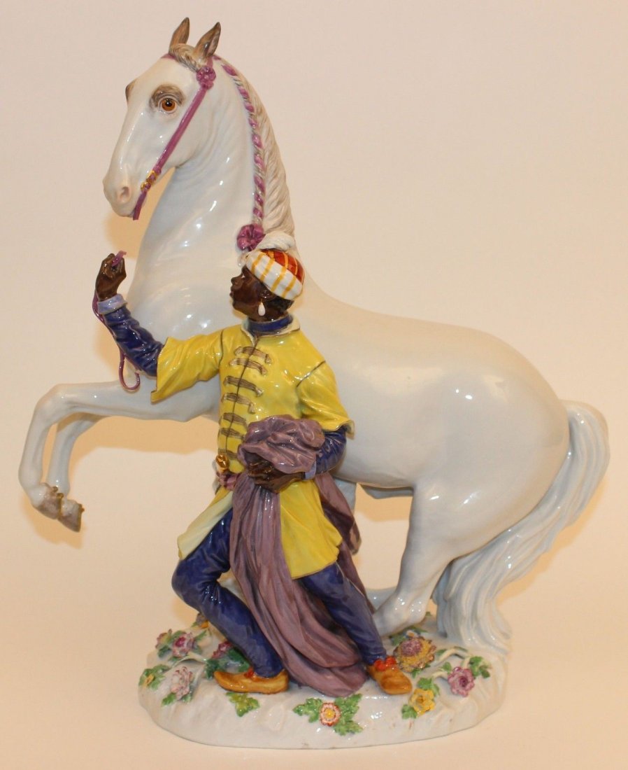 LARGE MEISSEN BLACKAMOOR MAN WITH HORSE (1 of 10)
