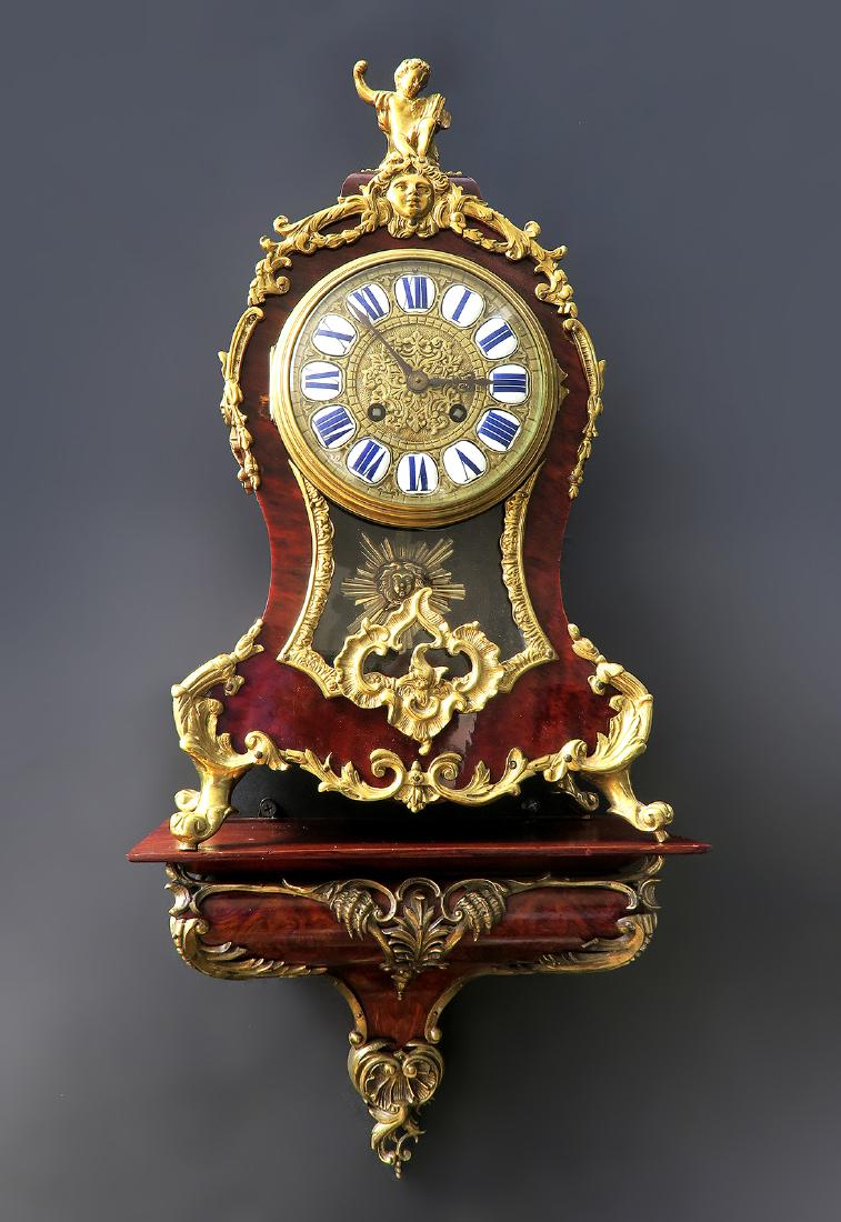 19TH CENTURY TORTOISESHELL LOUIS XV STYLE MANTEL CLOCK (1 of 9)
