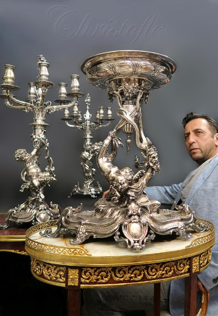 19th C. Figural Christofle Centerpiece & Candelabras (1 of 10)