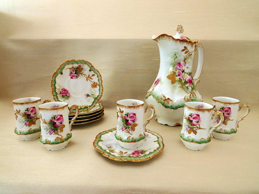 Limoges French Chocolate Set by "Alfred Lanternier" (1 of 5)