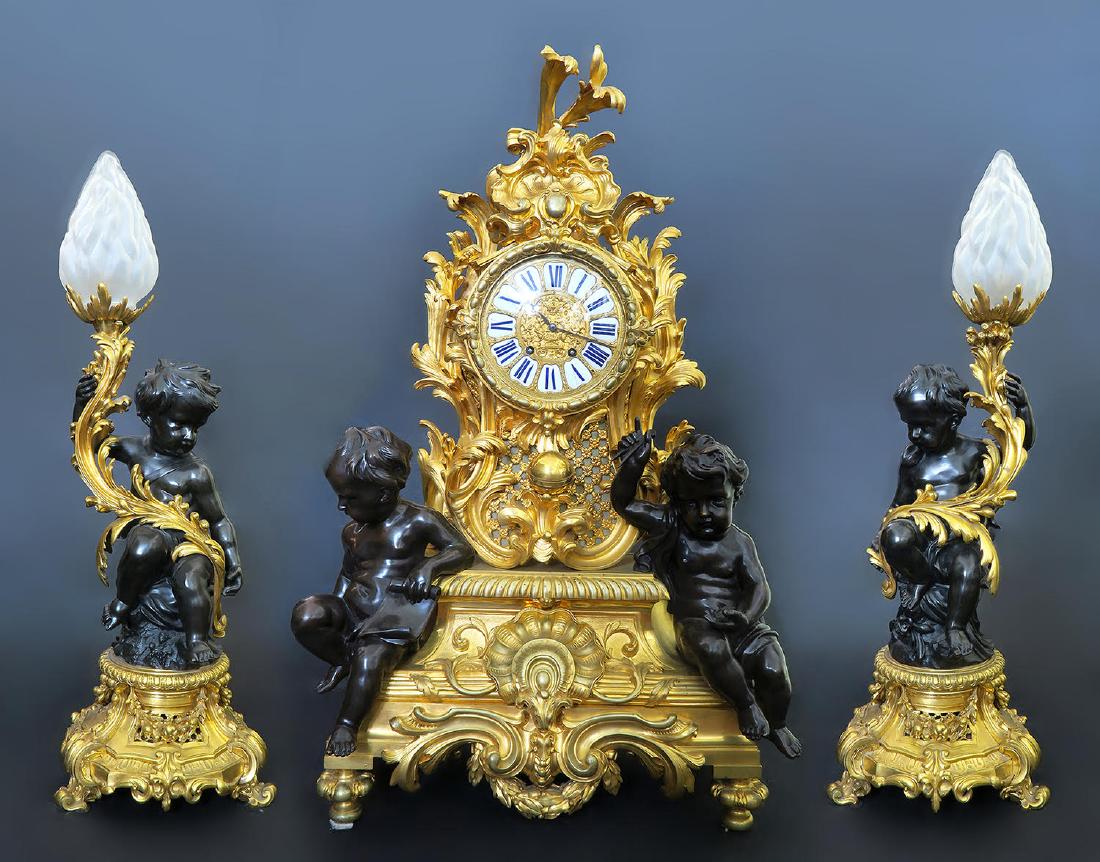 Magnificent Palatial French Figural Bronze Clock Set (1 of 8)