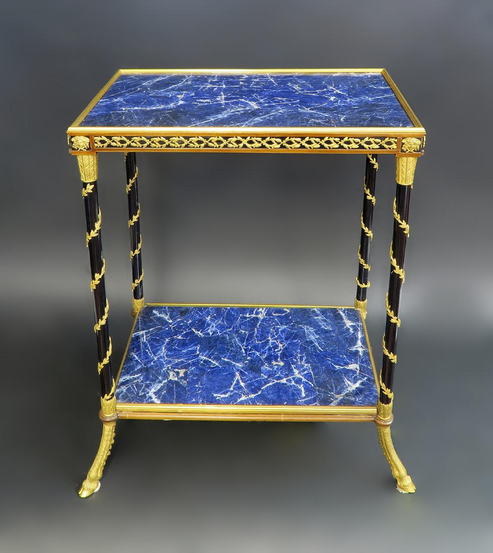 French Lapis Lazuli Figural Bronze Side Table (1 of 4)