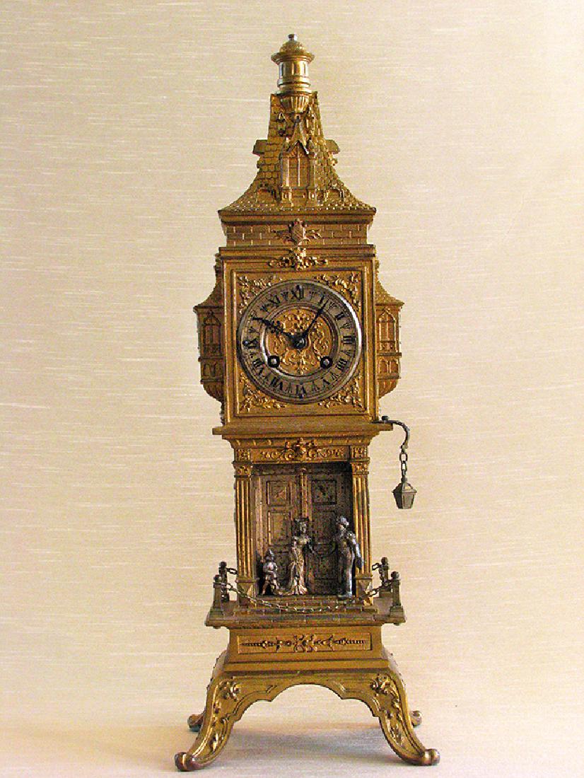 19th C. French Rare Gilt Metal & Silvered Clock (1 of 10)