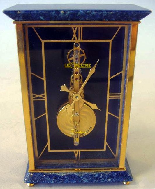 Cartier Le Coultre lapis lazuli & brass timepiece clock (1 of 4)