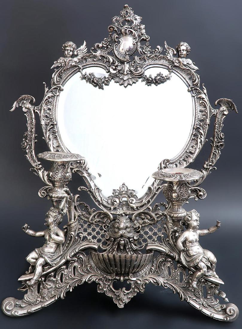 19th C. French Silver Plated Figural Dresser Mirror (1 of 8)