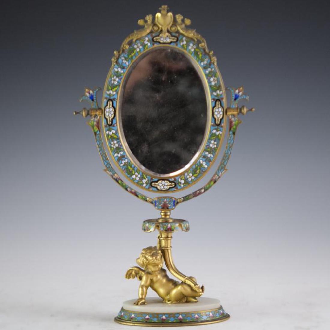 Napoleon III French Champleve Dore Bronze Mirror (1 of 6)