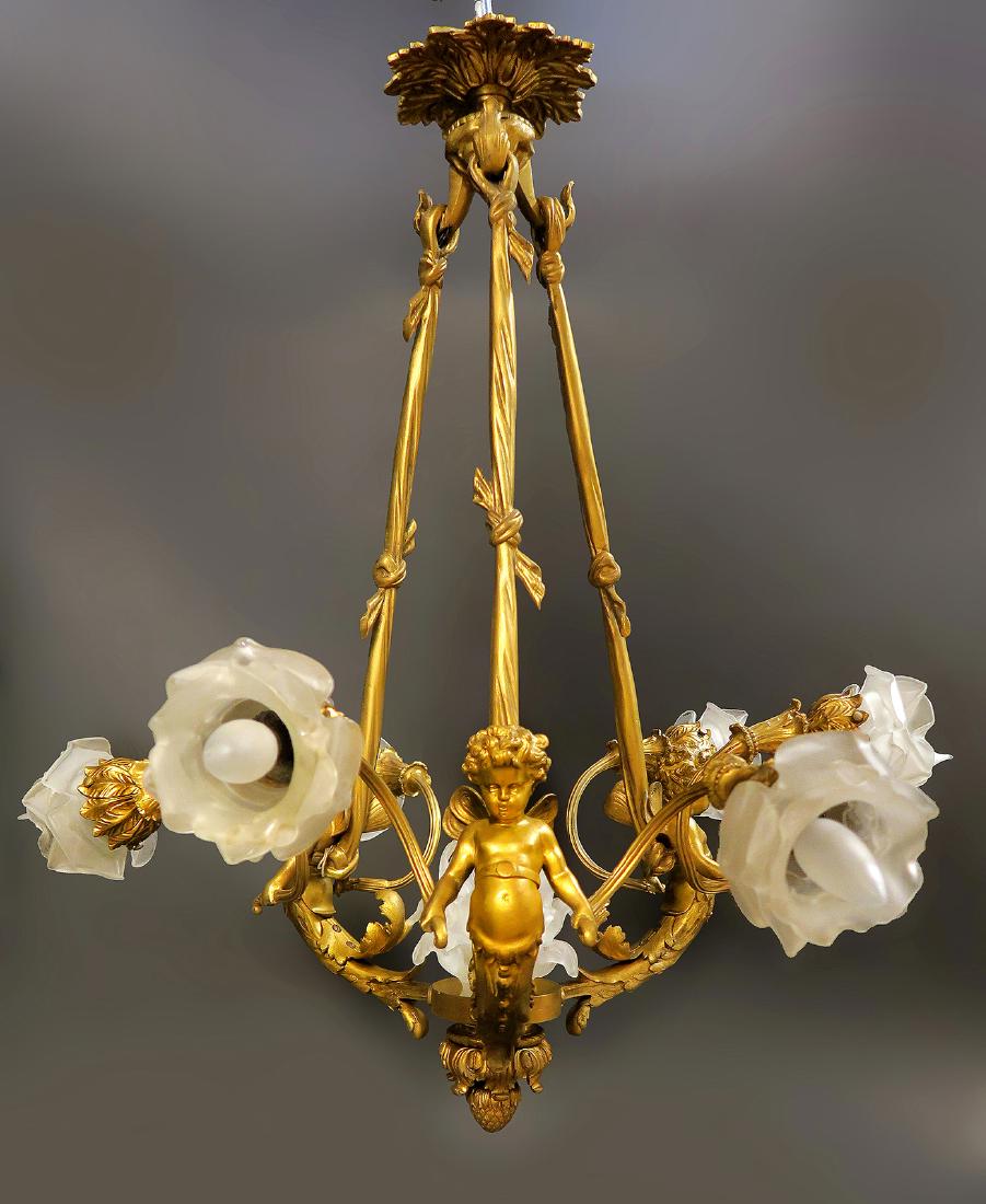 French Figural Bronze 6 Light Chandelier (1 of 4)