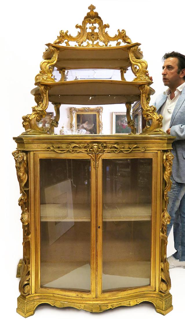 19th C Italian Carved Display Case Vitrine Cabinet (1 of 9)