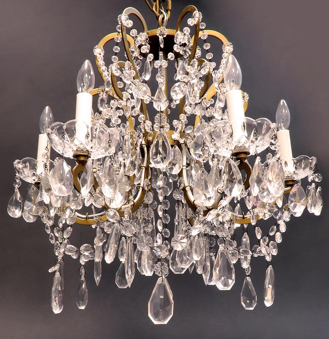 Baccarat Style Crystal 6 light chandelier (1 of 3)