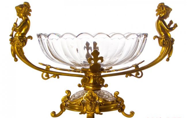 French Figural Bronze & Baccarat Crystal Centerpiece (1 of 2)