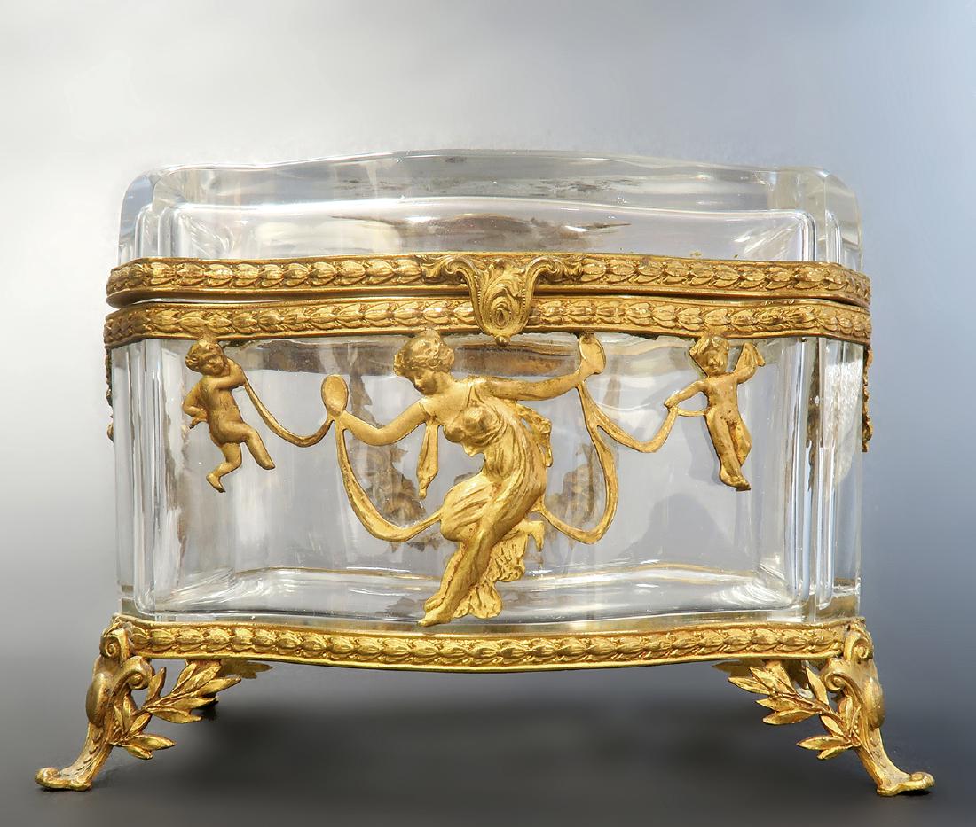 19th C. French Bronze & Baccarat Crystal Jewelry Box (1 of 4)
