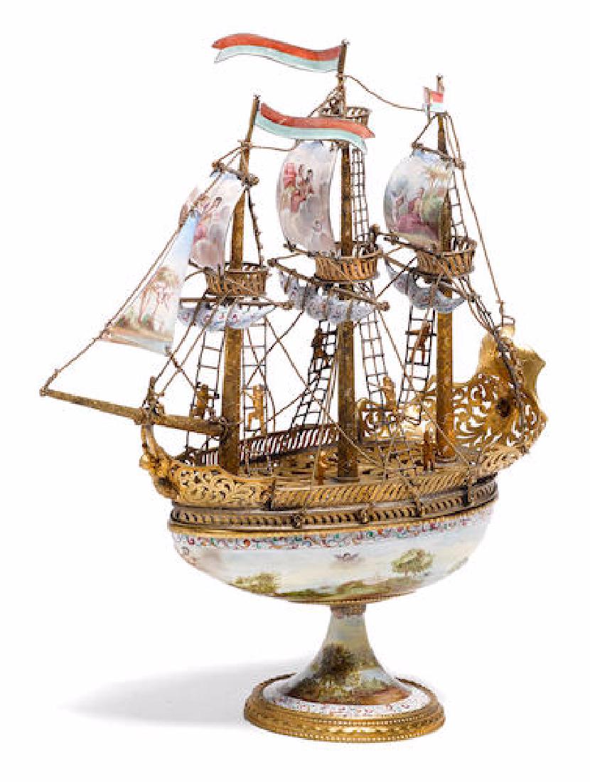 Austrian/Viennese Enamel Boat Nef (1 of 1)