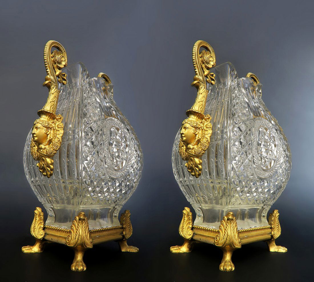 Pair of Museum Quality Bronze & Baccarat Crystal Vases (1 of 4)