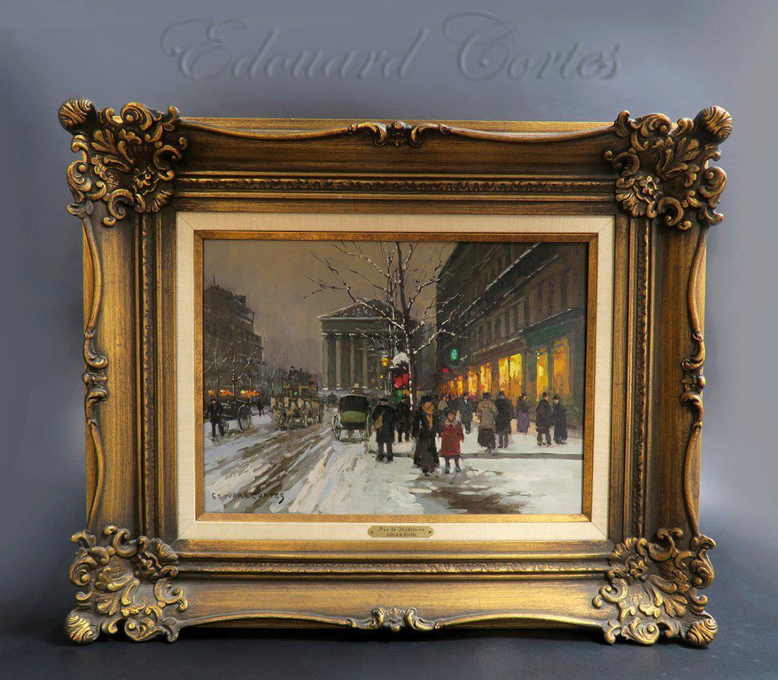 19th C. Painting Edouard Cortes "Rue de la Madelaine": 19th C. Painting Edouard Cortes "Rue de la Madelaine". About Artist: Cortes was born on August 6, 1882, in Lagny-sur-Marne, about twenty miles east of Paris. His father, Antonio Cortes, had been a pai