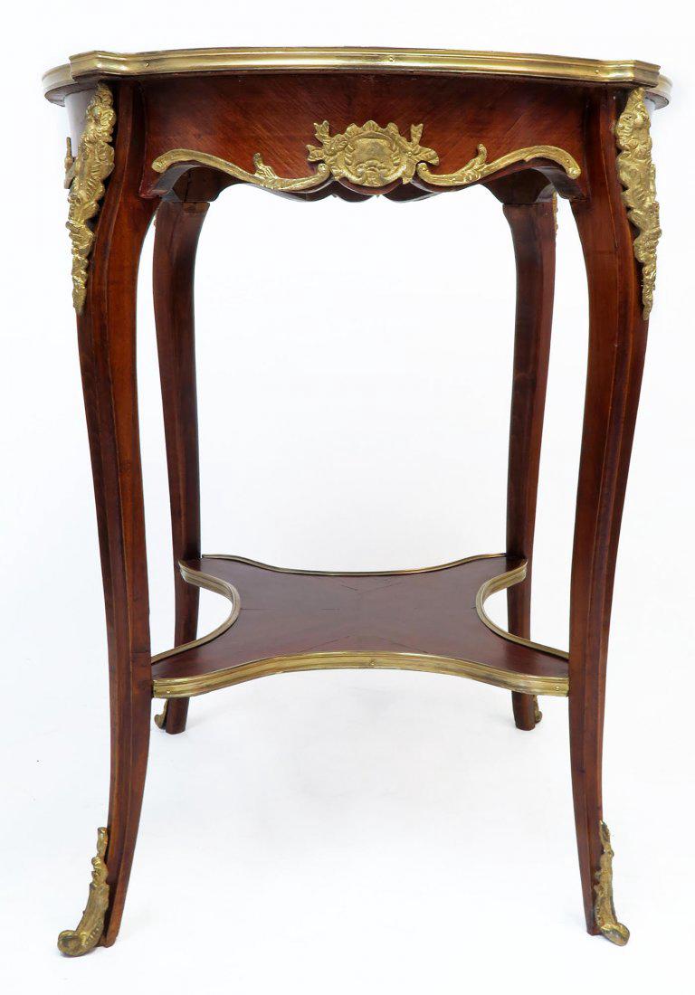 French Mahogany Floral Inlaid & Bronze Lamp / Side Tabl (1 of 4)