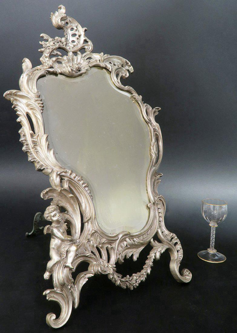 Large French Silver-Plated Figural Mirror (1 of 4)