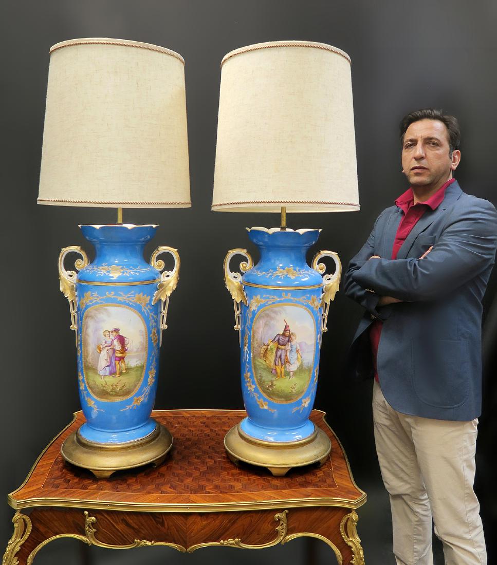 Monumental Pair of French Sevres Lamps, 19th C. (1 of 6)