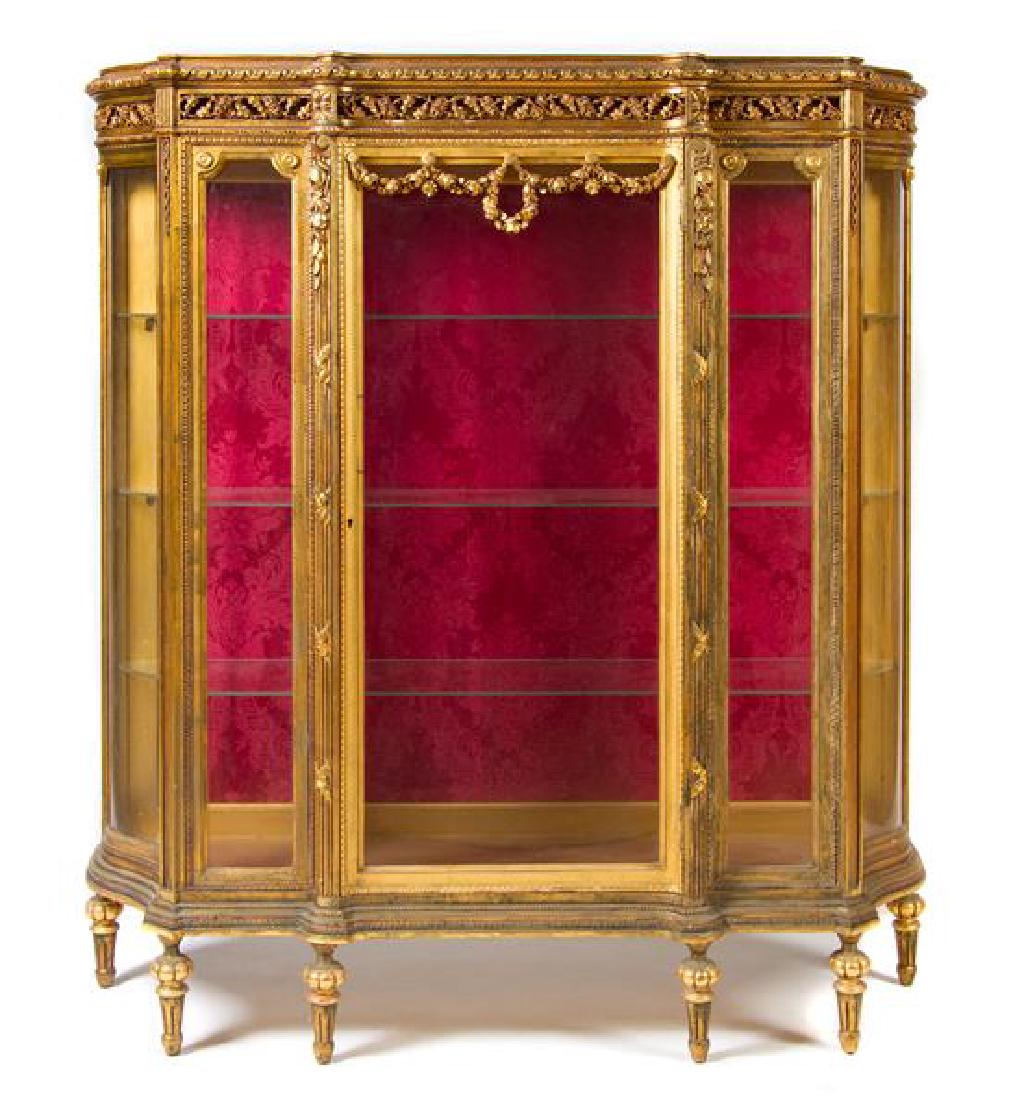 A Louis XVI Style Giltwood Vitrine Cabinet (1 of 1)