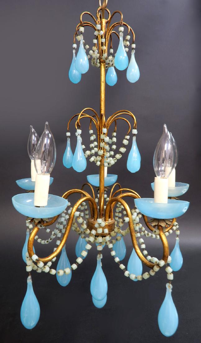 French Baccarat Blue Opaline Chandelier. 19th C. (1 of 4)