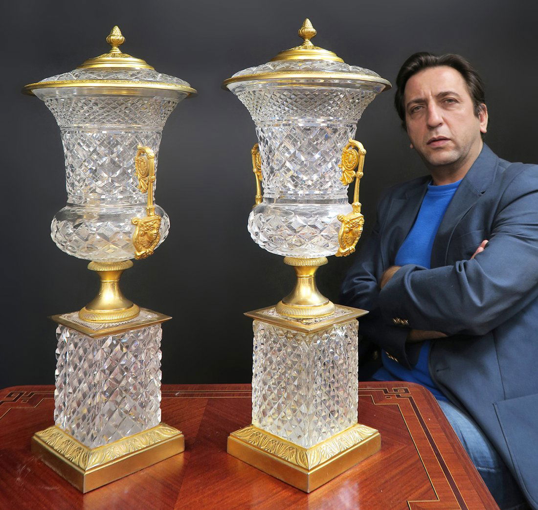 Large 19th C. French Bronze & Baccarat Crystal Vases (1 of 5)
