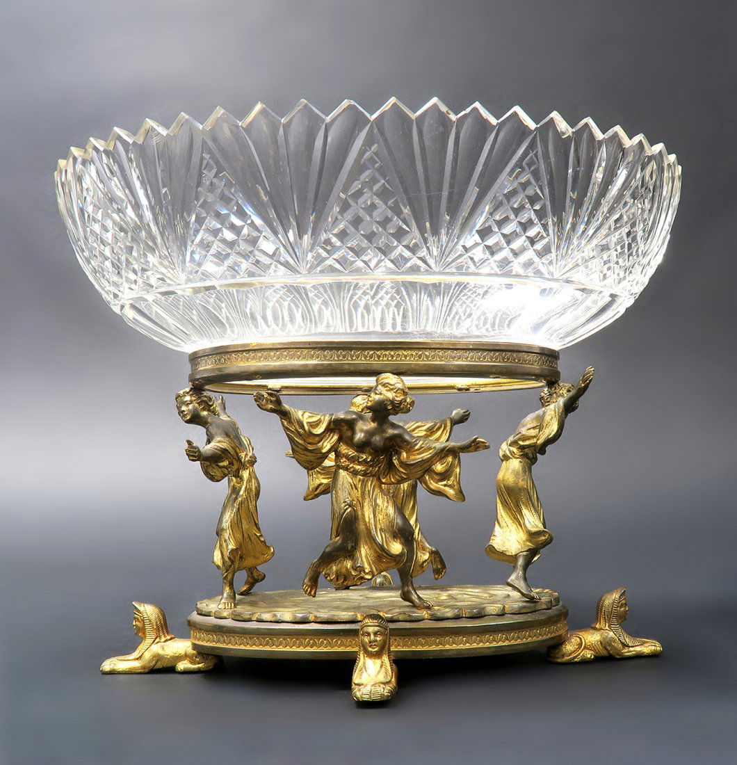 Beautiful Figural Bronze & Baccarat Crystal Centerpiece (1 of 4)