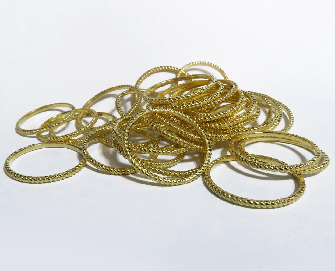 14K yellow Gold Hand Fabricated Twisted Wire Bands (1 of 4)