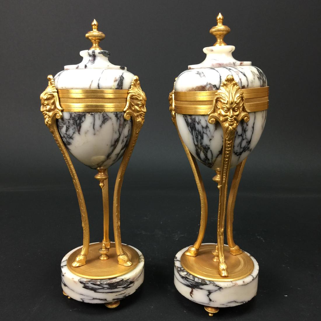 19th CENTURY A PAIR OF GILT BRONZE MARBLE VASES (1 of 1)