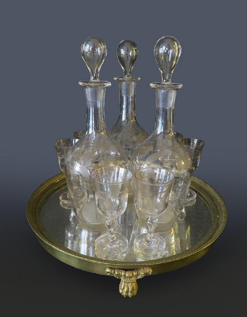 Stunning Baccarat Crystal Liquor Set & Gilt Bronze Tray (1 of 3)