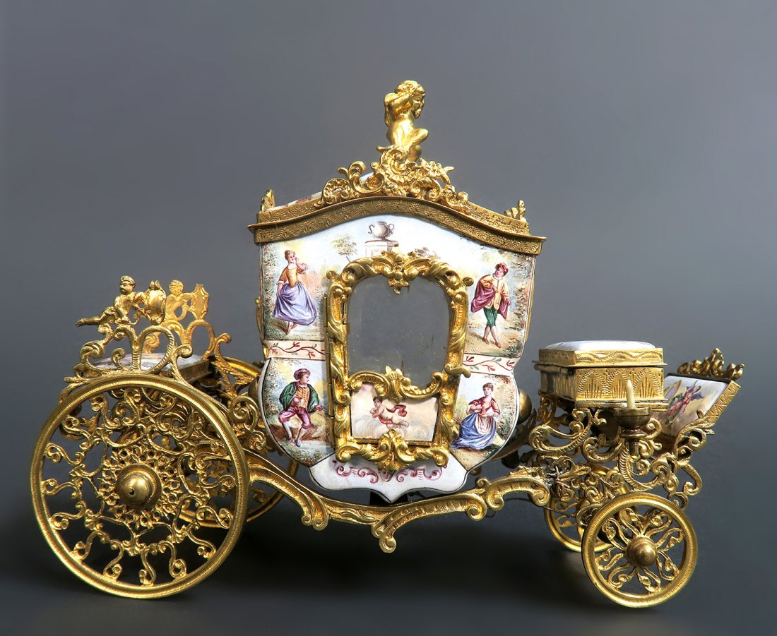 Large Austrian/Viennese Enamel Carriage (1 of 9)
