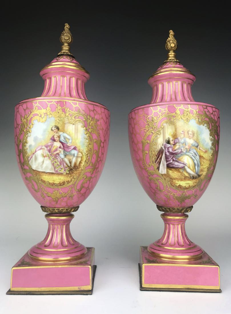 19th C. Pair of French Sevres Urns (1 of 4)