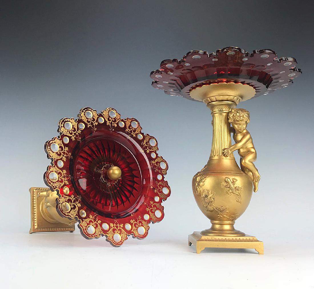 French Pair of Figural Bronze & Baccarat Compotes (1 of 5)