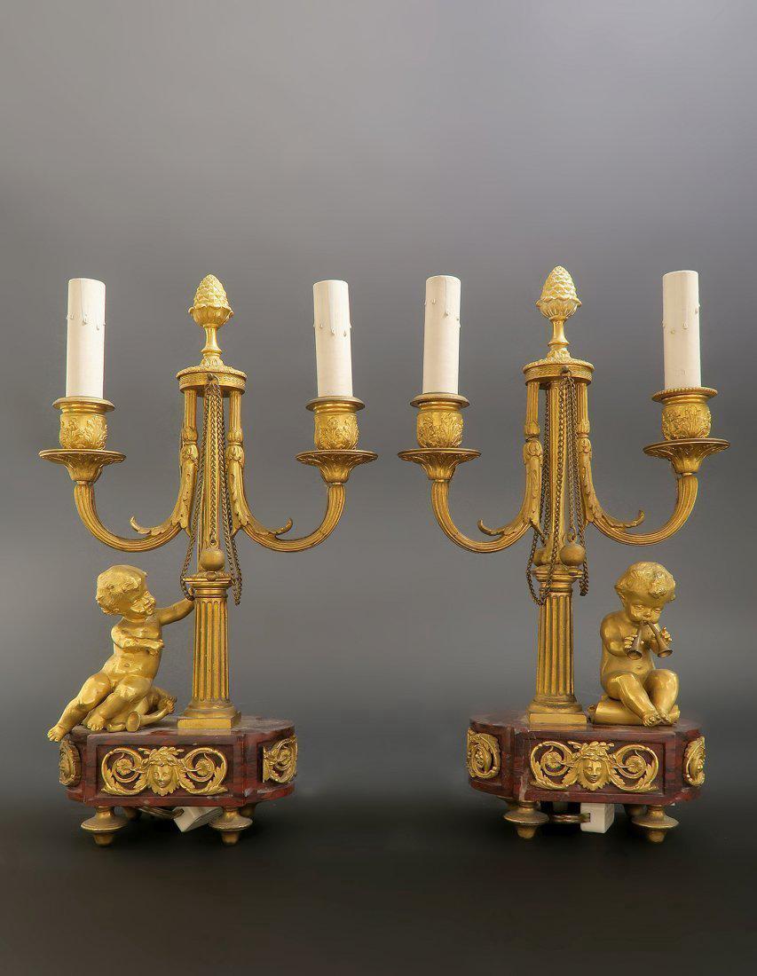19th C. French Bronze Figural Candelabras/Lamps (1 of 3)
