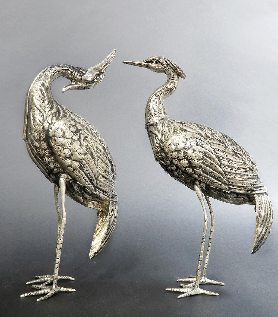 Pair of Signed Persian Sterling Silver Crane Birds (1 of 7)