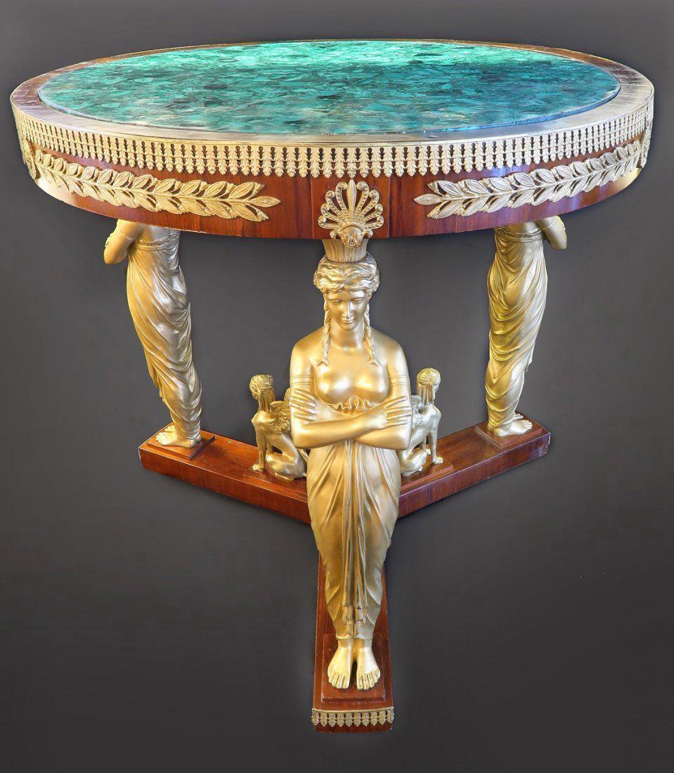Malachite & Bronze Round Center Table (1 of 6)