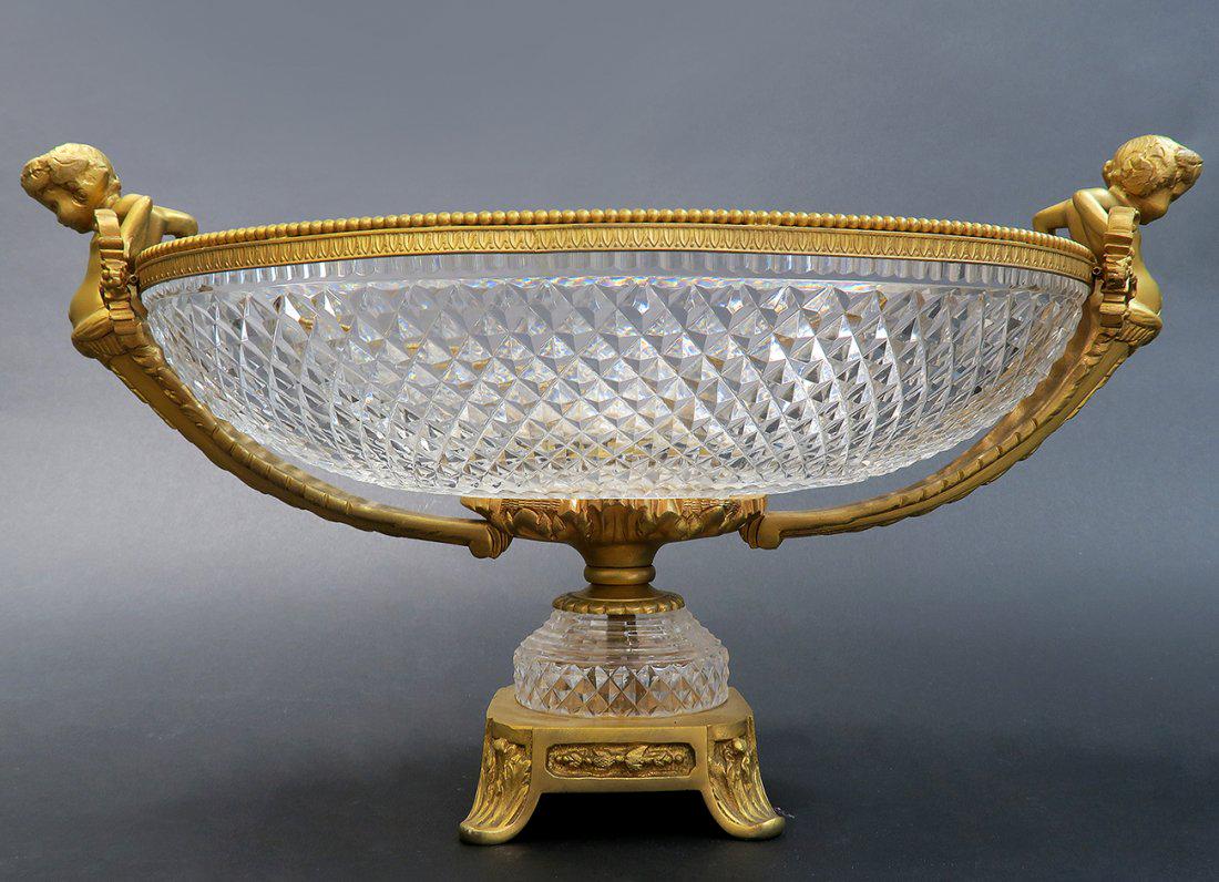 French Baccarat Crystal & Figural Bronze Centerpiece (1 of 4)