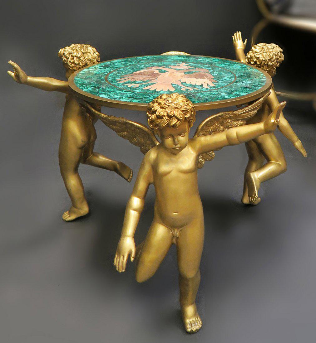 French Figural Bronze/Malachite Side Table, Signed! (1 of 6)