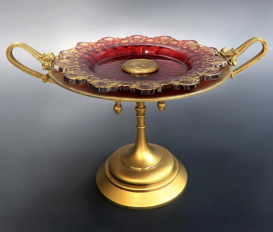 "Tiffany & Co" Bronze & Ruby Moser Crystal Centerpiece (1 of 5)