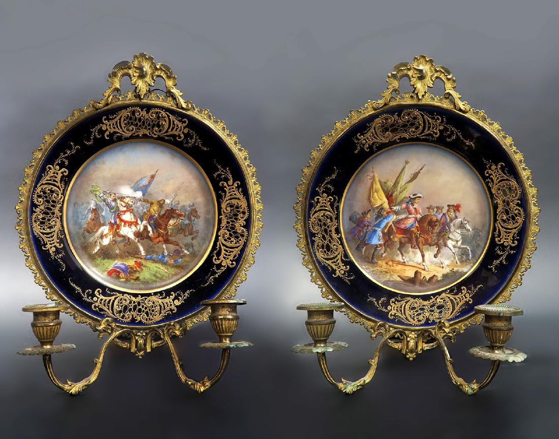 French Pair of Sevres Wall Sconces. 19th C. (1 of 6)