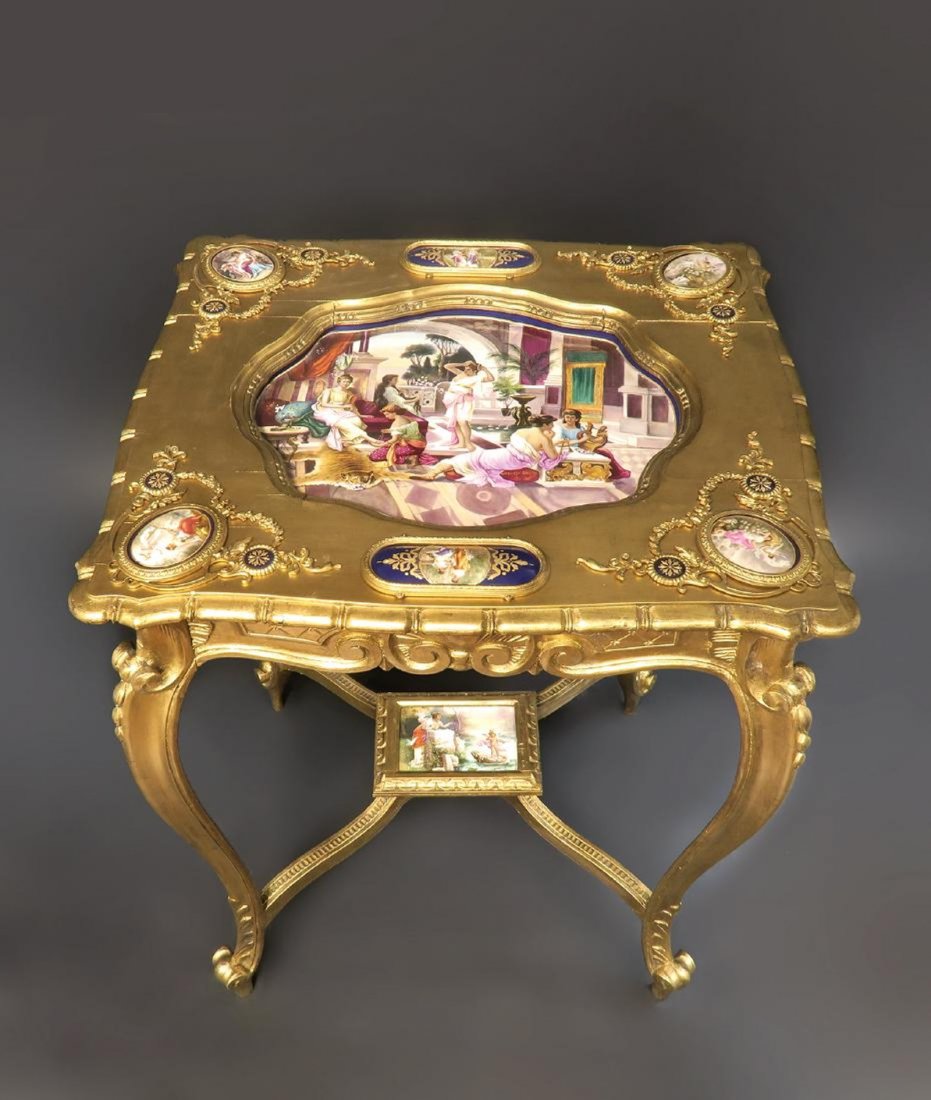 19th C Orientalist Hand Painted Royal Vienna Side Table (1 of 10)