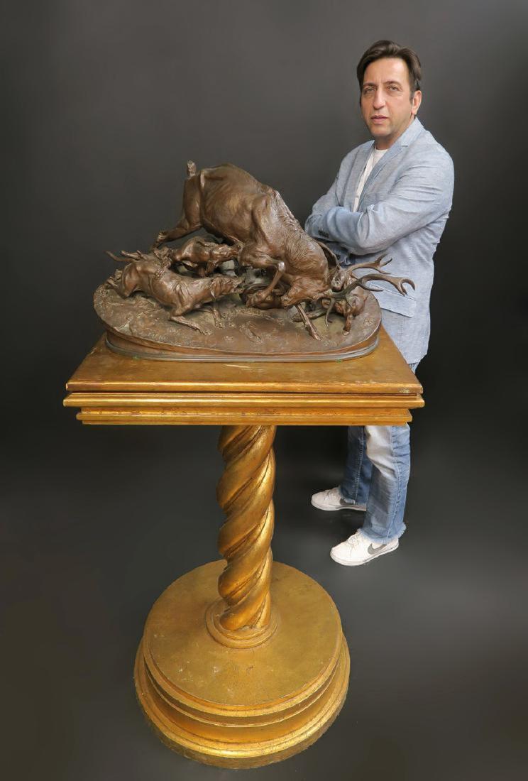 19th C. French Bronze "P.J Mene" Animal Group Statue (1 of 9)