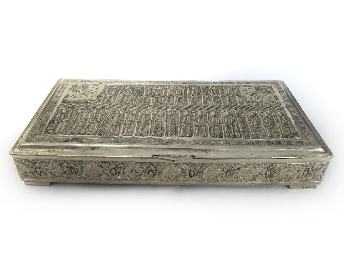 Large Persian Hand Hammered/Engraved Silver Box (1 of 5)
