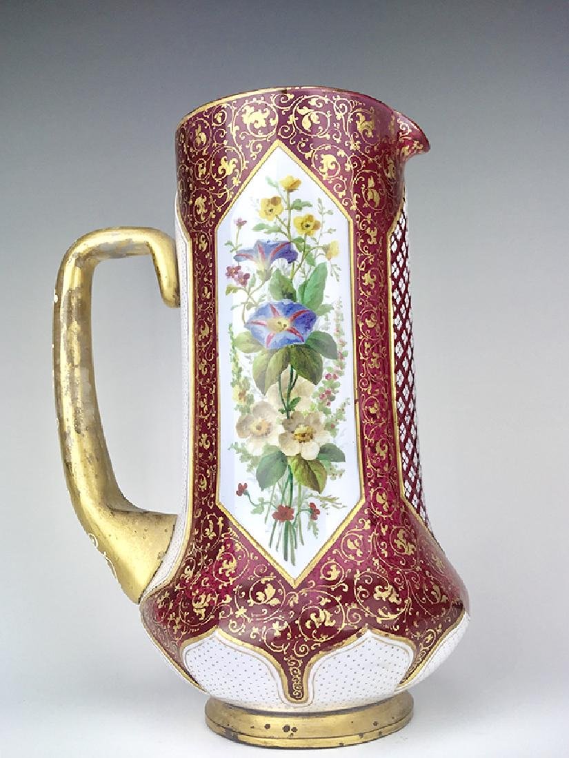Large 19th C. Bohemian Hand Painted Tankard (1 of 4)