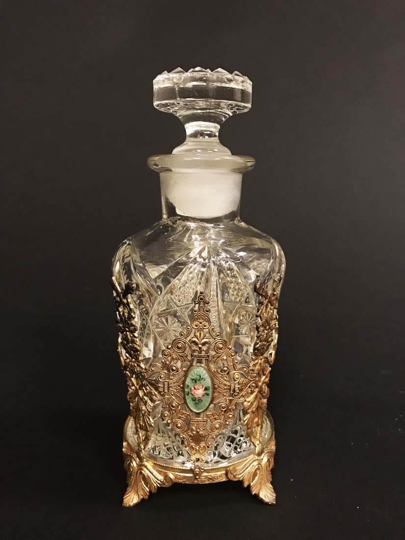 A French Bronze / Glass Bottle: A French Bronze / Glass Bottle. H 6"