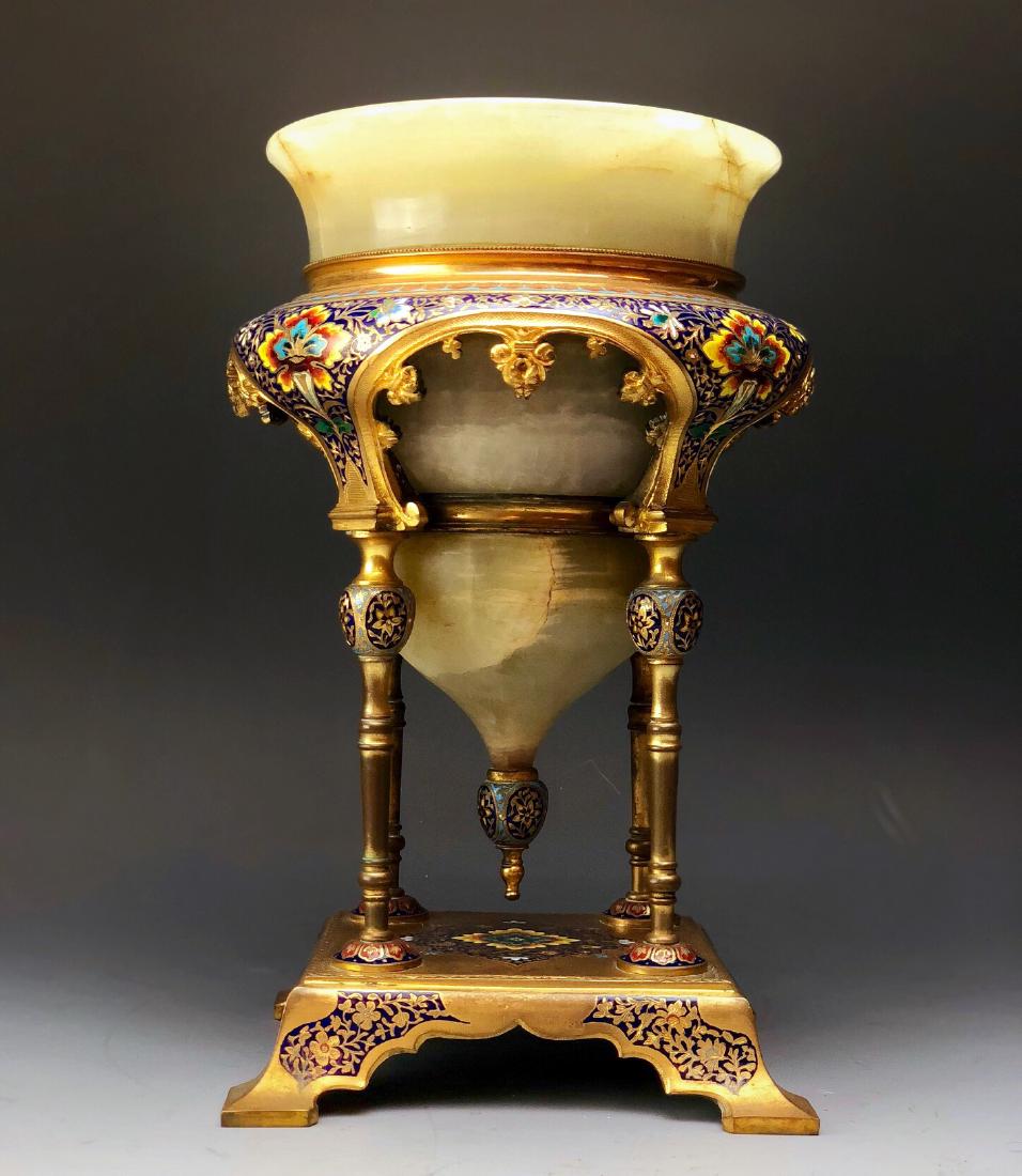 19th C. French Champleve Bronze/Onyx Vase (1 of 6)